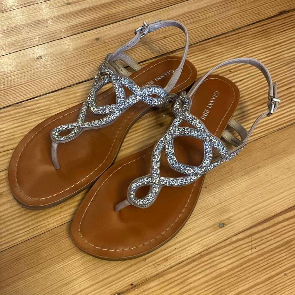 Gianni Bini Diamond Rhinestone Sparkly Strappy Sandals Lamar’s Gris Taupe